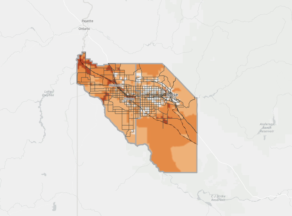 Map depicting COMPASS Regional Equity Index